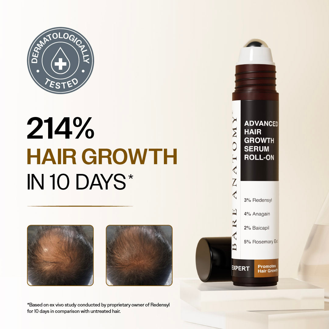 Advanced Hair Growth Serum Roll-On With 5% Rosemary, 4% Anagain, & 3% Redensyl - 25 ml