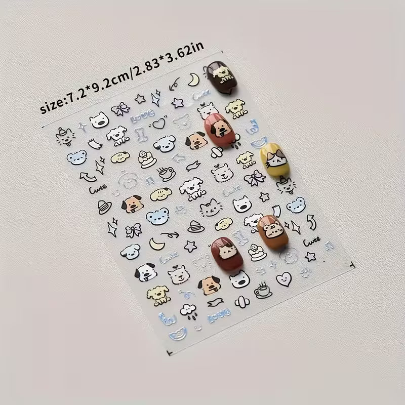 Reusable 5D Soft Relief Nail Art Stickers