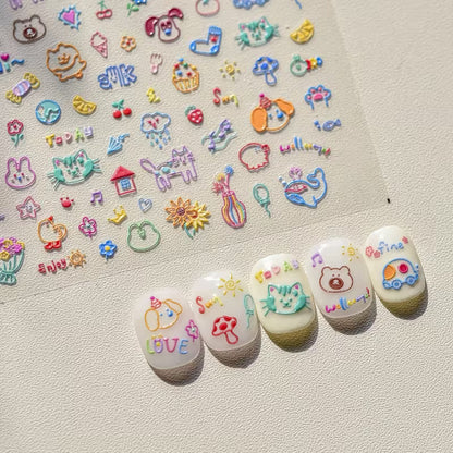 Reusable 5D Soft Relief Nail Art Stickers