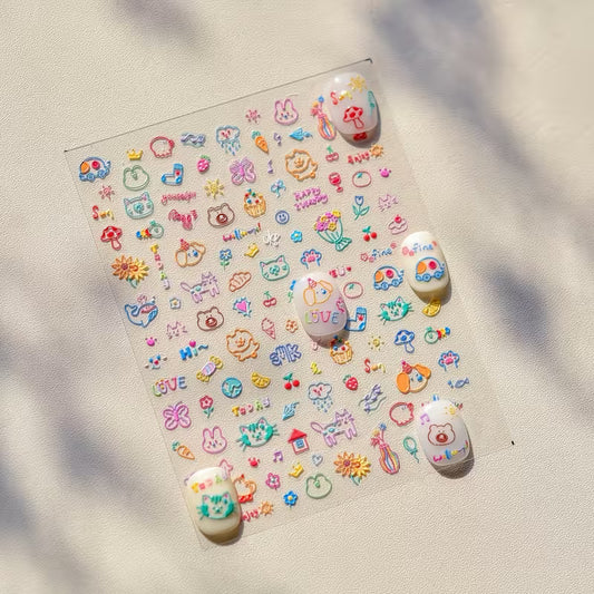 Reusable 5D Soft Relief Nail Art Stickers