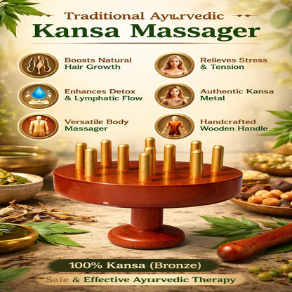 Kansa Scalp Head And Body Massager With Bronze Comb