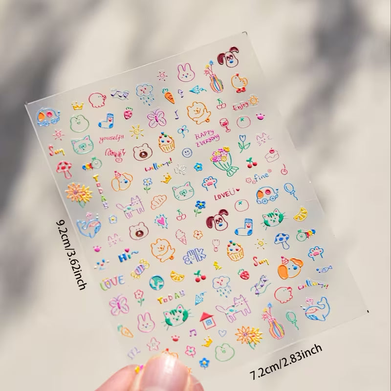Reusable 5D Soft Relief Nail Art Stickers
