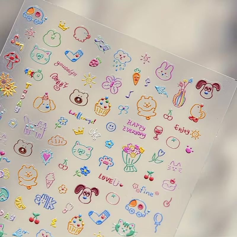 Reusable 5D Soft Relief Nail Art Stickers