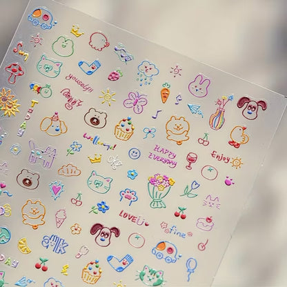 Reusable 5D Soft Relief Nail Art Stickers