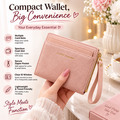 Pink Wallet With Detachable Card Holder