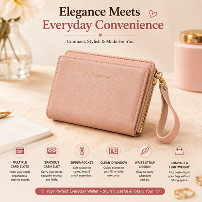 Pink Wallet With Detachable Card Holder