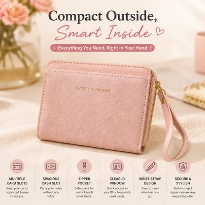 Pink Wallet With Detachable Card Holder