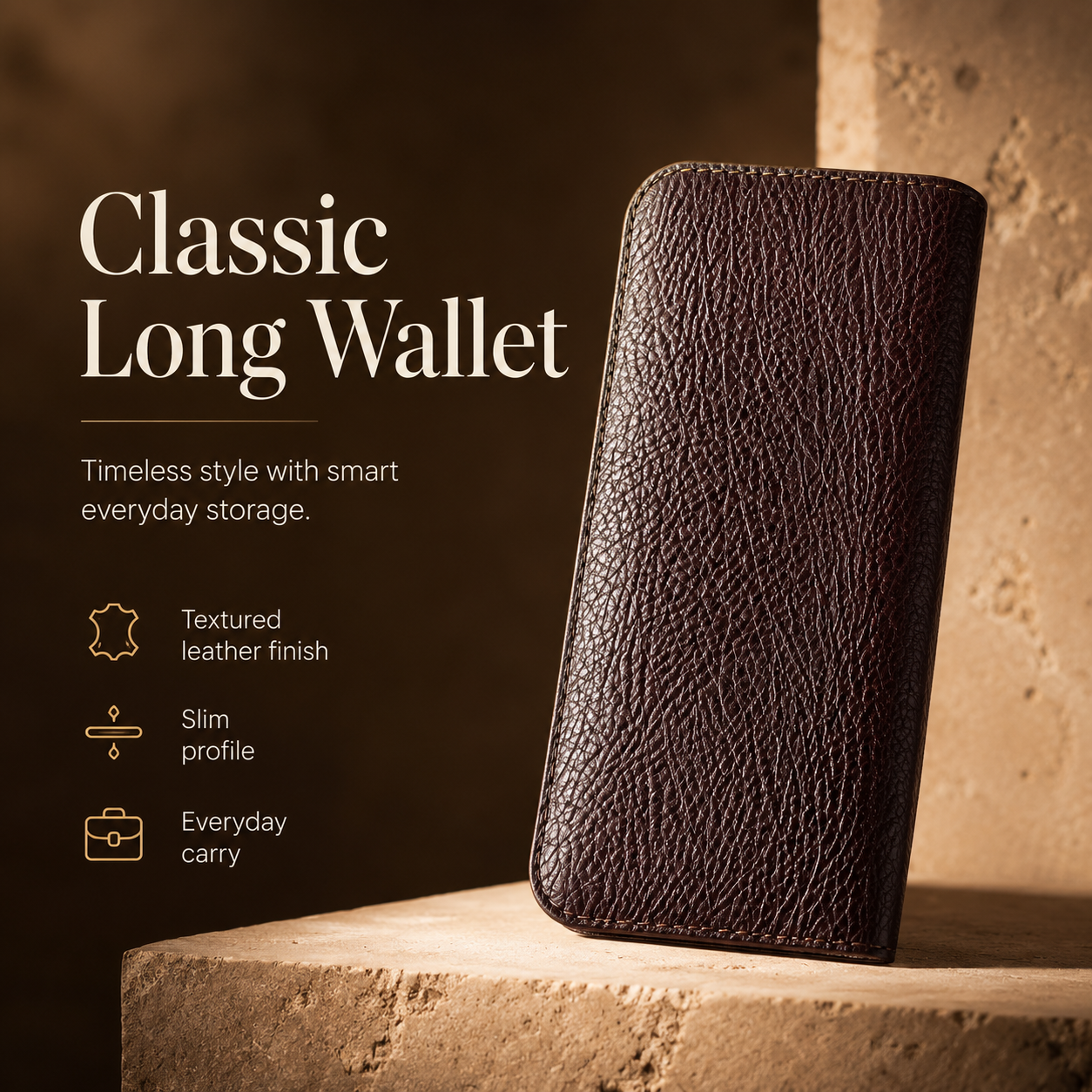 Royal Grain Long Leather Wallet