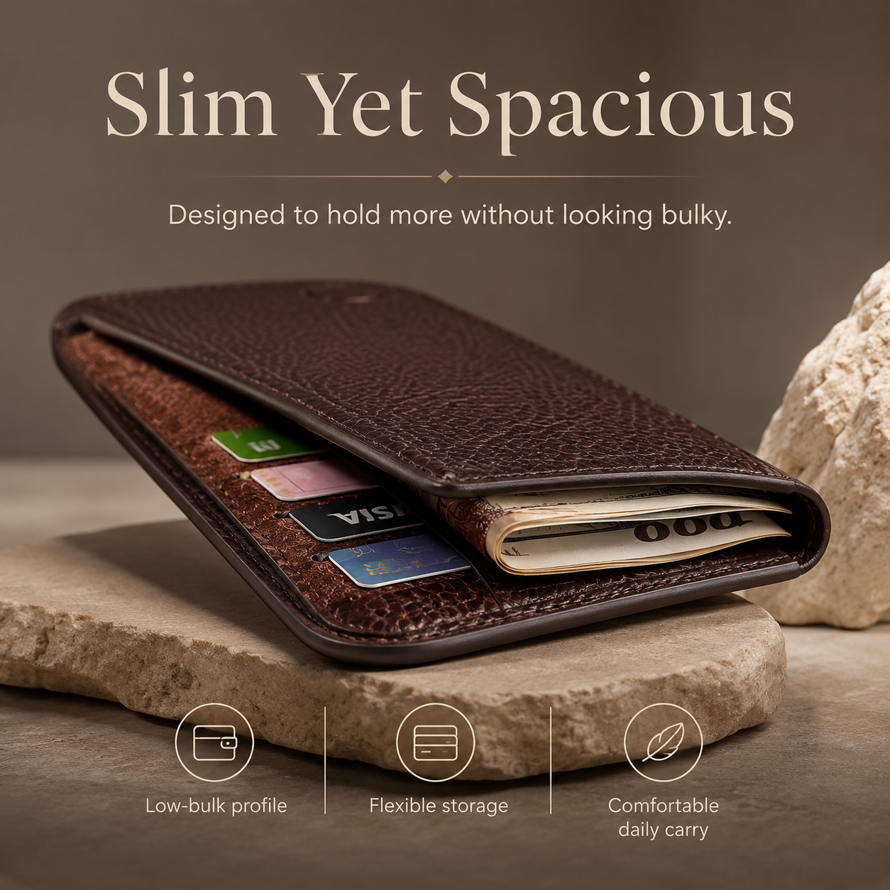 Royal Grain Long Leather Wallet