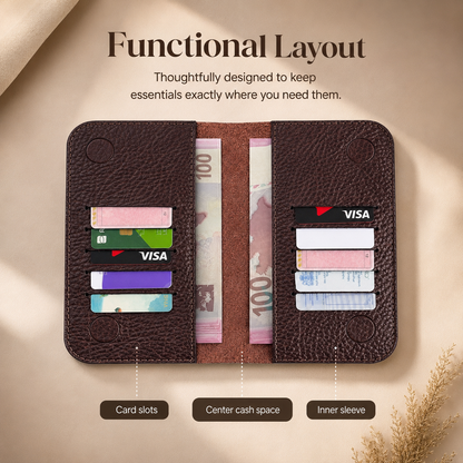 Royal Grain Long Leather Wallet