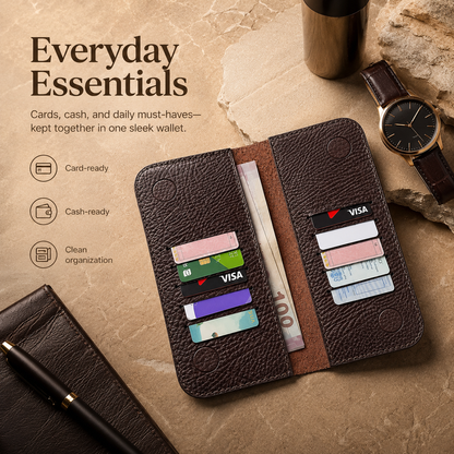 Royal Grain Long Leather Wallet