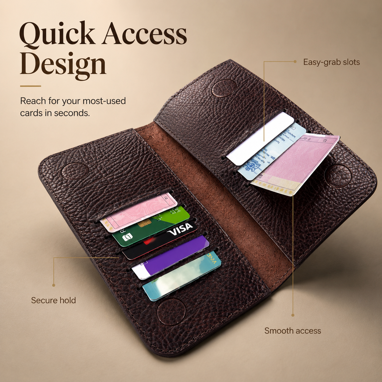 Royal Grain Long Leather Wallet