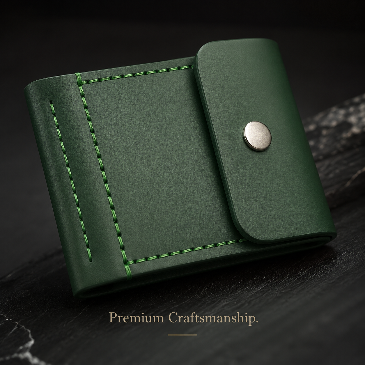 Slim Green Leather Wallet