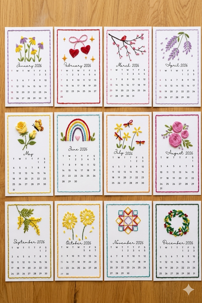 Embroidery DIY 2026 Calendar Kit