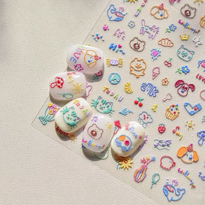 Reusable 5D Soft Relief Nail Art Stickers