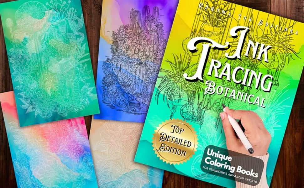 Ink Tracing Coloring Book - For Beginners & Stress Relief