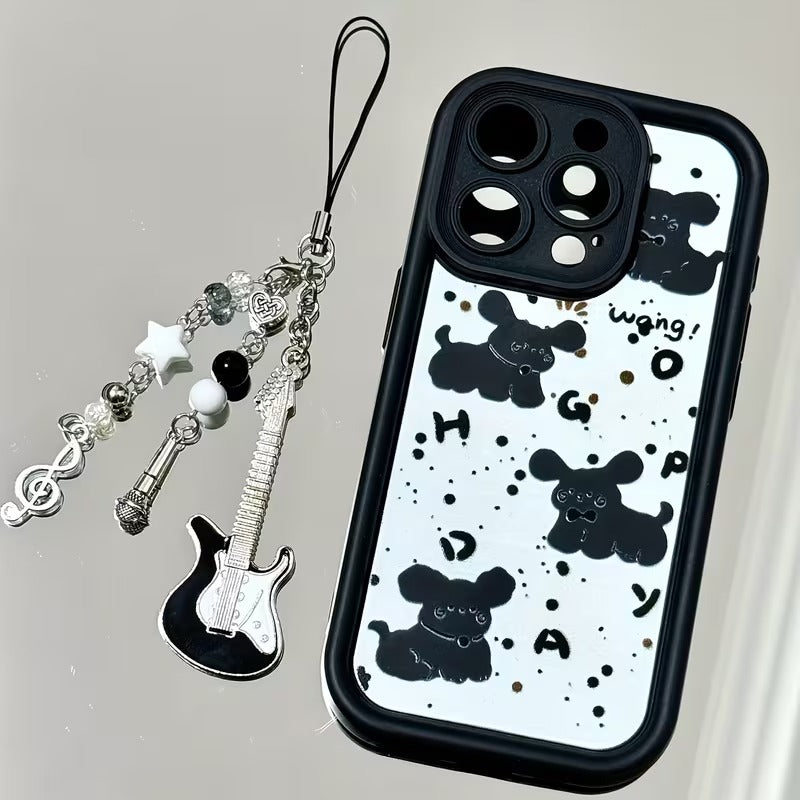 Punk Guitar Star Heart Keychain