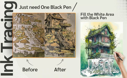 Ink Tracing Coloring Book - For Beginners & Stress Relief