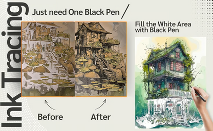 Ink Tracing Coloring Book - For Beginners & Stress Relief