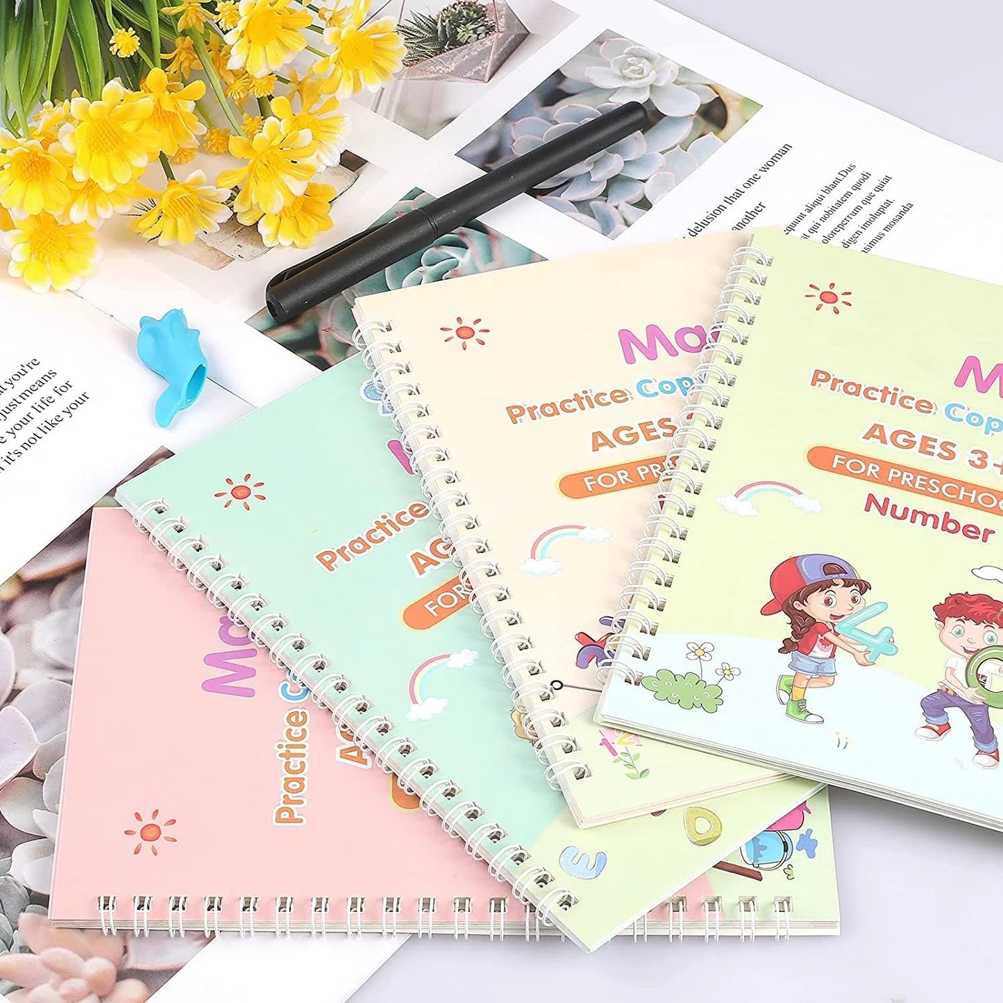 Disappearing Ink Pen Reusable Writing Groove Book for Kids