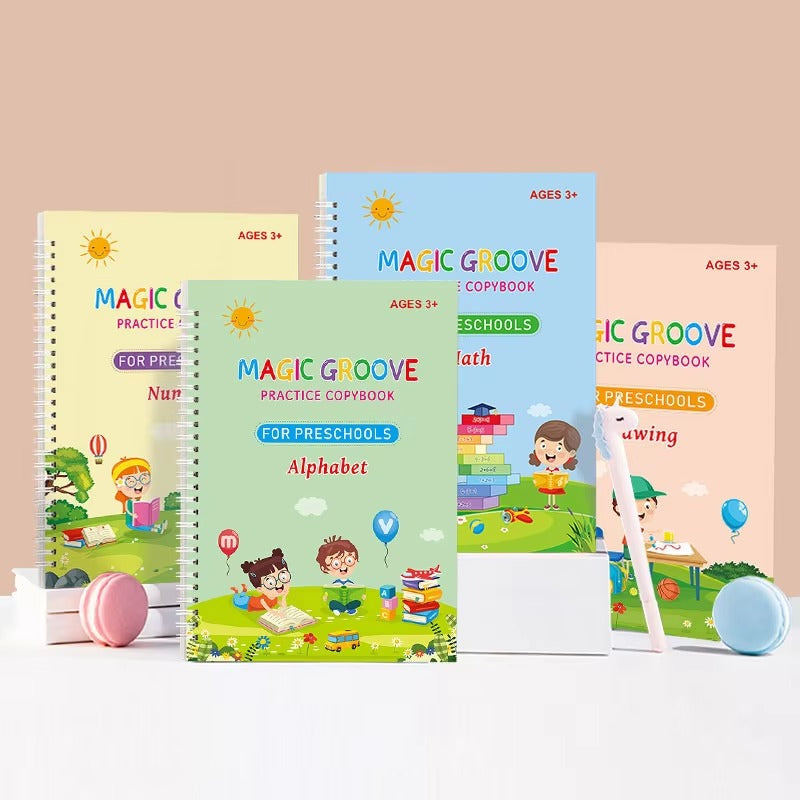 Disappearing Ink Pen Reusable Writing Groove Book for Kids