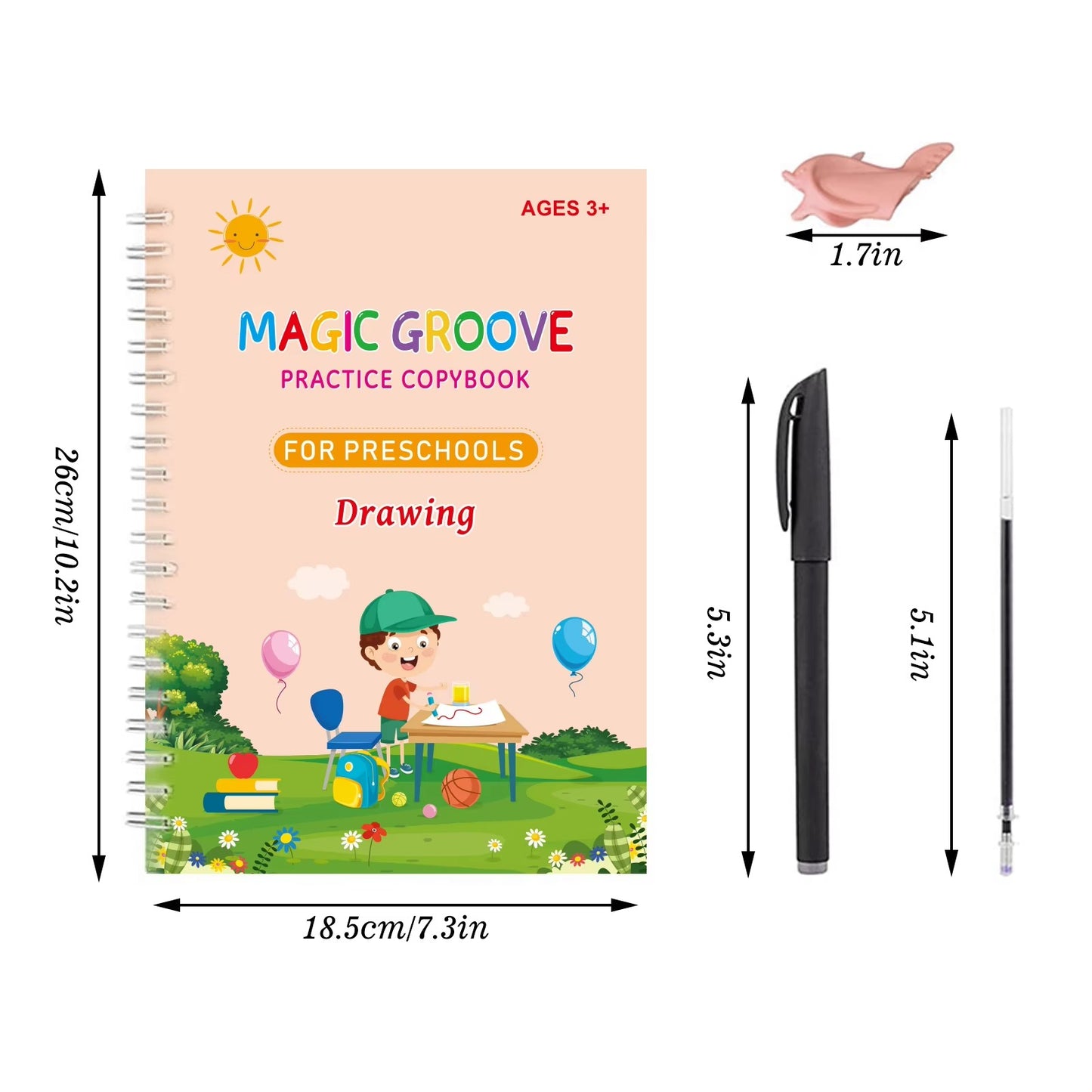 Disappearing Ink Pen Reusable Writing Groove Book for Kids