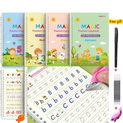 Disappearing Ink Pen Reusable Writing Groove Book for Kids