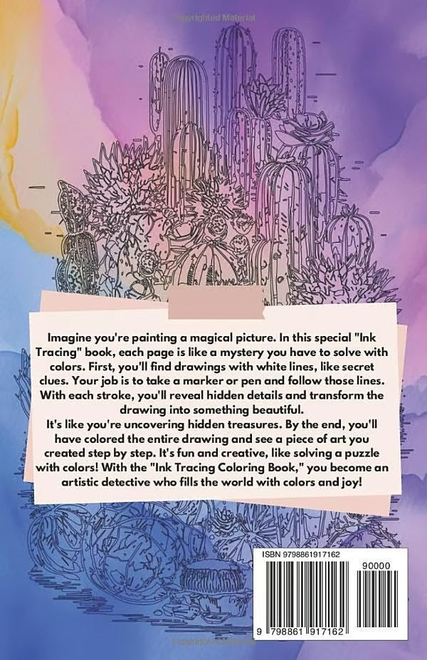 Ink Tracing Coloring Book - For Beginners & Stress Relief